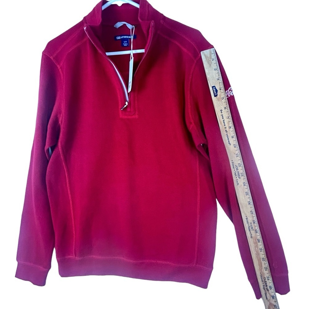 NWT Cutter & Buck Men's Size S/P Pull Over 1/4 Zipper 100% Cotton Coca Cola Logo - Picture 3 of 8
